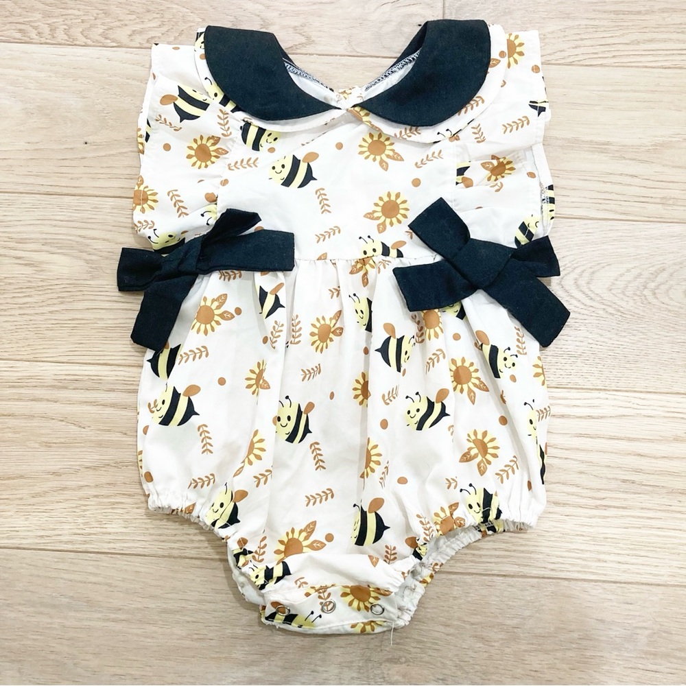 Bee Print Baby Dressy Bodysuit